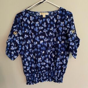 Michael Kors Blue Puff Sleeve Blouse